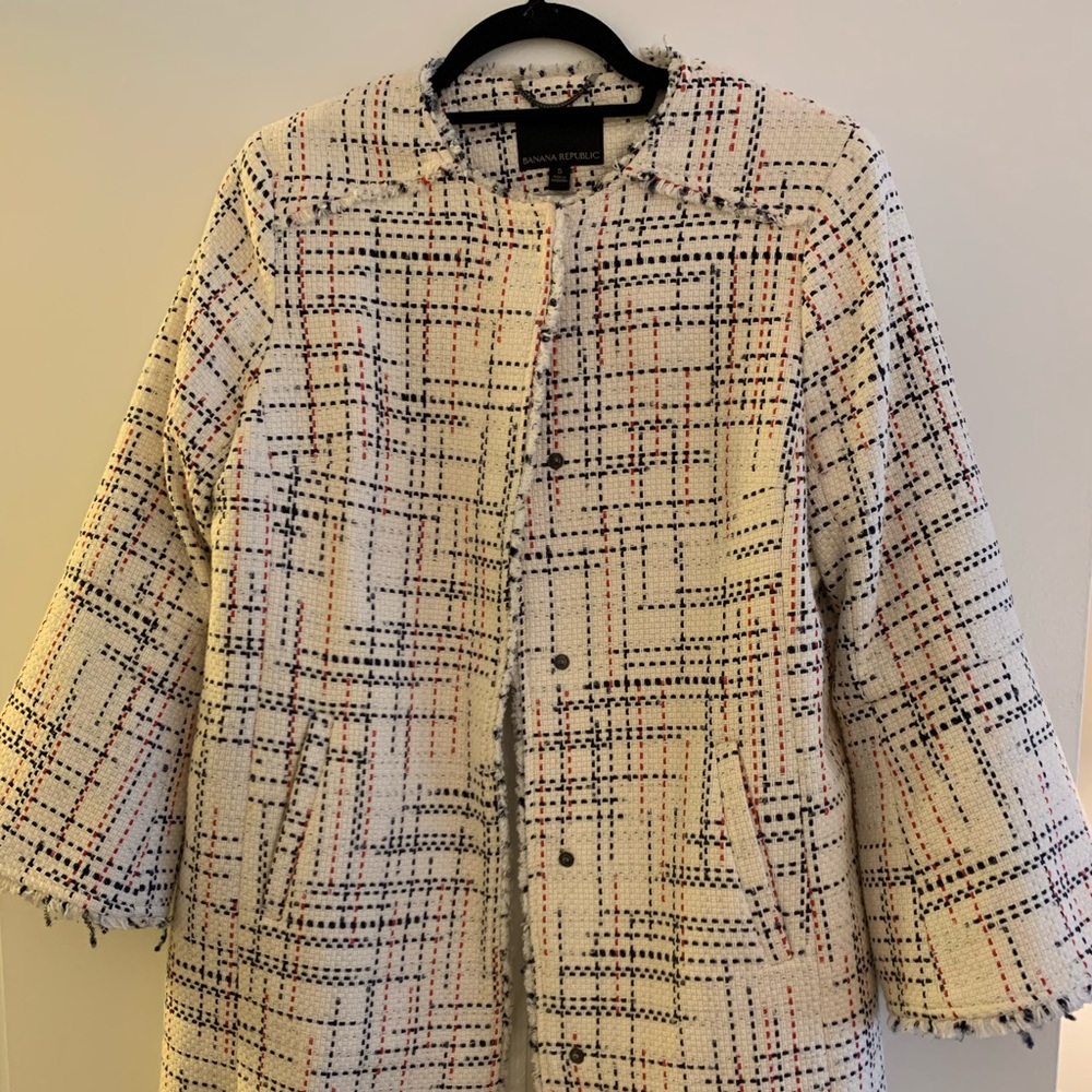 White pea coat, 3/4 wide bell sleeves